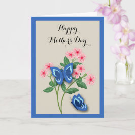 Blaue Schmetterlinge unter Blumen Muttertag Karte