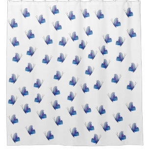 Blaue Schmetterlinge Wasserfarben Art Duschvorhang