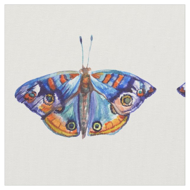 Blaue Schmetterlinge Wasserfarben Kunst Stoff (Nahaufnahme)