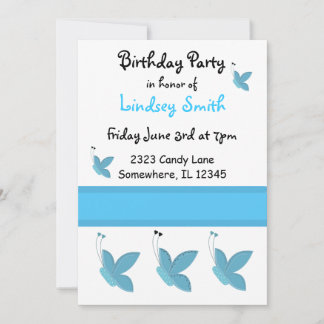 Blaue Schmetterlinge zum Geburtstag Einladung