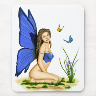 "Blaue Schmetterlings-Fee" Mousepad