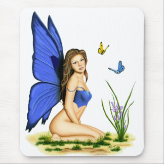 "Blaue Schmetterlings-Fee" Mousepad