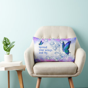Blaue Schmetterlings-Inspirations-Kissen Lendenkissen