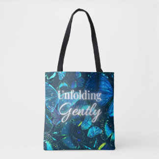 Blaue Schmetterlings-Launen-Ästhetik Inspirationsz Tasche