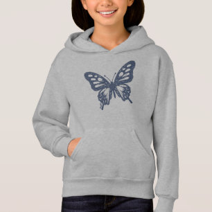 Blaue Schmetterlings-Minimal-Naturkunst von Papil Hoodie