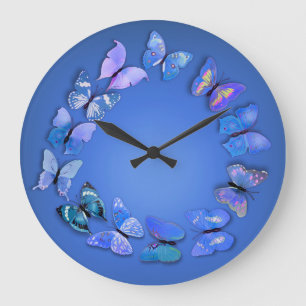 Blaue Schmetterlings-Neuheits-Wanduhr Große Wanduhr