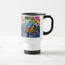 Blaue Schmetterlings-Reise-Tasse Reisebecher