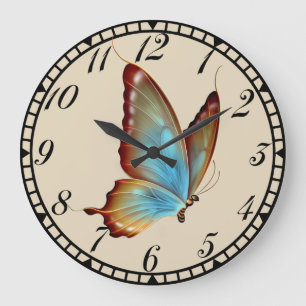 Blaue Schmetterlings-Uhr Große Wanduhr