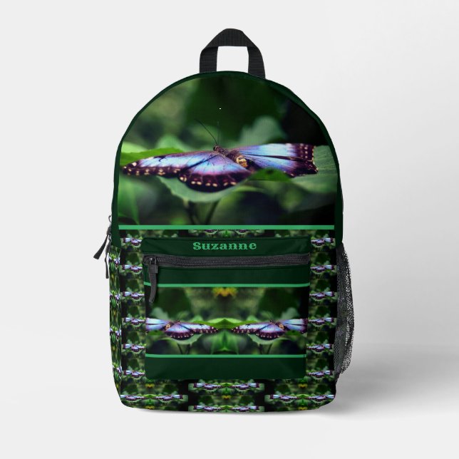 Blaue SchmetterlingsNatur Personalisiert Bedruckter Rucksack (Vorderseite)