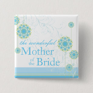 Blaue Schnee-Blumen-Mutter des Button