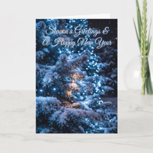 Blaue Schneebaum-Weihnachtsgrüße Karte