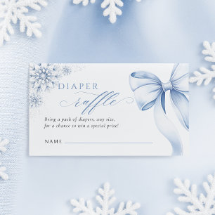 Blaue Schneeblume-Baby-Shower-Windel-Raffle Begleitkarte