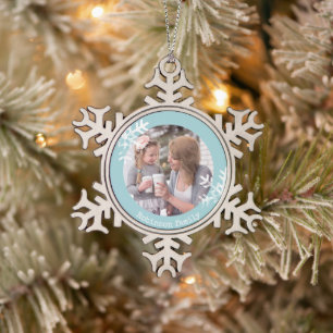 Blaue Schneeblume Familienfeiertag Schneeflocken Zinn-Ornament