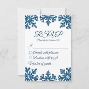 Blaue Schneeblume Winter RSVP Karte