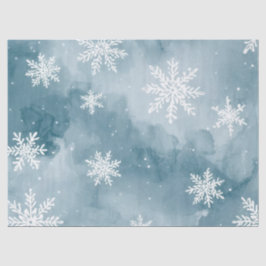 Blaue Schneeblumen Aquarell Winterfeier Seidenpapier