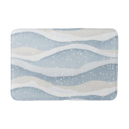 Blaue Schneefallwelle im personalisierten Wintermu Badematte