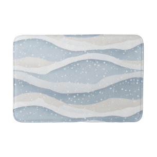 Blaue Schneefallwelle im personalisierten Wintermu Badematte