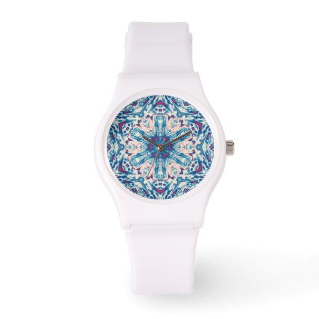 Blaue Schneeflocke Armbanduhr (Vorderseite)