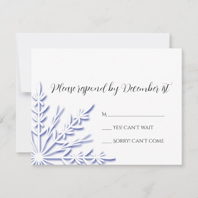 Blaue Schneeflocke auf der Winter Hochzeit UAWG RSVP Karte (Vorderseite)