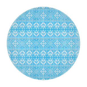 Blaue Schneeflocke & Florale Fair Isle Weihnachten Schneidebrett