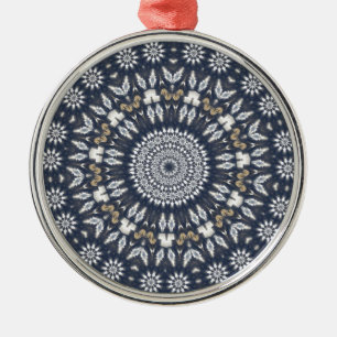 Blaue Schneeflocke Kaleidoskop Silbernes Ornament