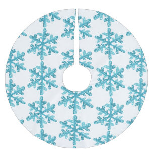 Blaue Schneeflocke Muster Moderne Weihnachten Polyester Weihnachtsbaumdecke