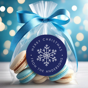 Blaue Schneeflocke Runder Aufkleber