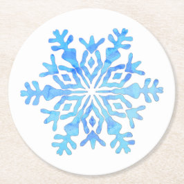 Blaue Schneeflocke Runder Pappuntersetzer