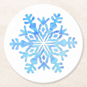 Blaue Schneeflocke Runder Pappuntersetzer