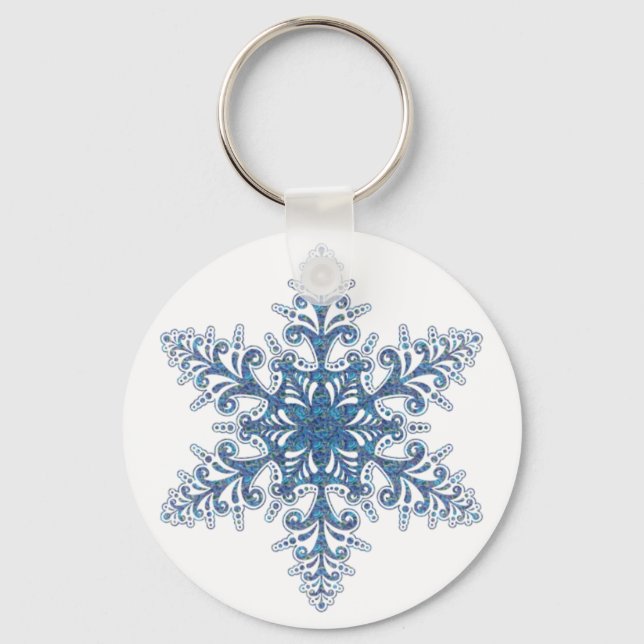 Blaue Schneeflocke Schlüsselanhänger (Vorderseite)