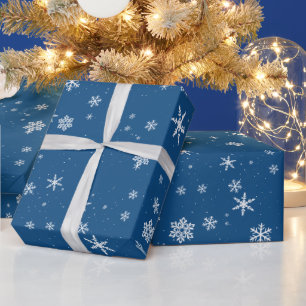 Blaue Schneeflocke Schnee Winter Weihnachten Feier Geschenkpapier
