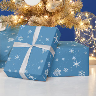 Blaue Schneeflocke Schnee Winter Weihnachten Ferie Geschenkpapier