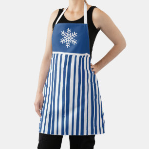 Blaue Schneeflocke Striche Linien Weihnachtsfeiert Schürze