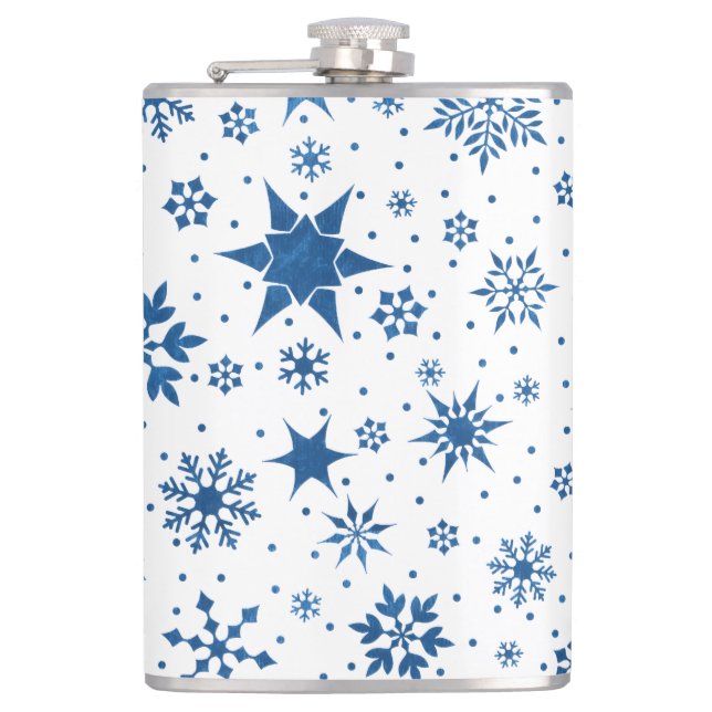 💙 Blaue Schneeflocke Wintergeschenk für ihn Flachmann (Vorderseite)