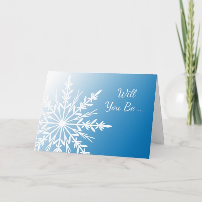 Blaue Schneeflocke wirst du meine Bridesmaid sein Einladung (Vorderseite)