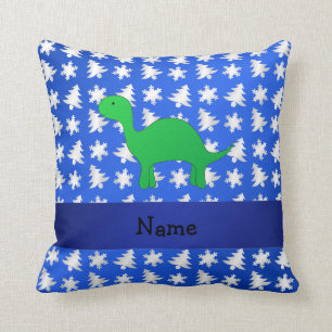 Blaue Schneeflockebäume des personalisierten Kissen