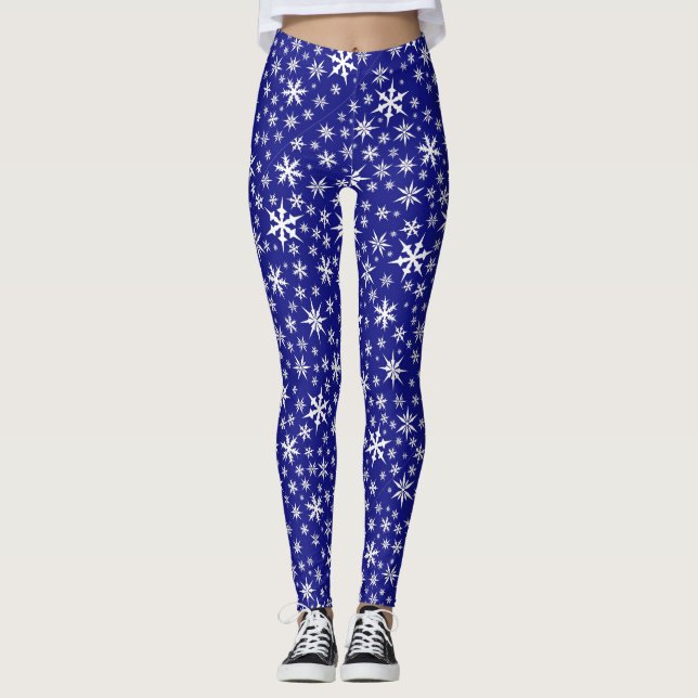 Blaue Schneeflocken - Allround-Print-Leggings Leggings (Vorderseite)