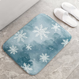 Blaue Schneeflocken Aquarell Winter Badematte