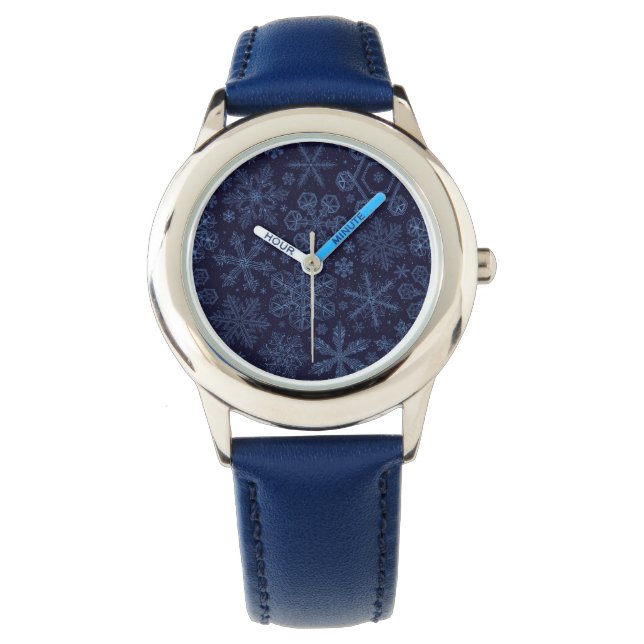 Blaue Schneeflocken Armbanduhr (Vorderseite)