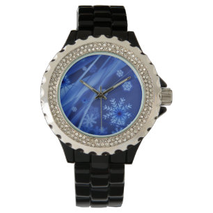 Blaue Schneeflocken Armbanduhr