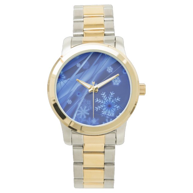 Blaue Schneeflocken Armbanduhr (Vorderseite)