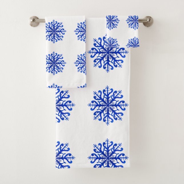 Blaue Schneeflocken Badetuch Set (Insitu)