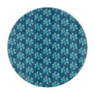 Blaue Schneeflocken Blaues Muster Schneidebrett