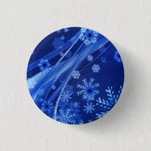 Blaue Schneeflocken Button