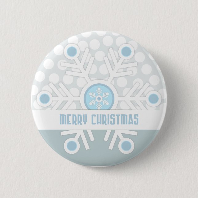Blaue Schneeflocken Button (Vorderseite)