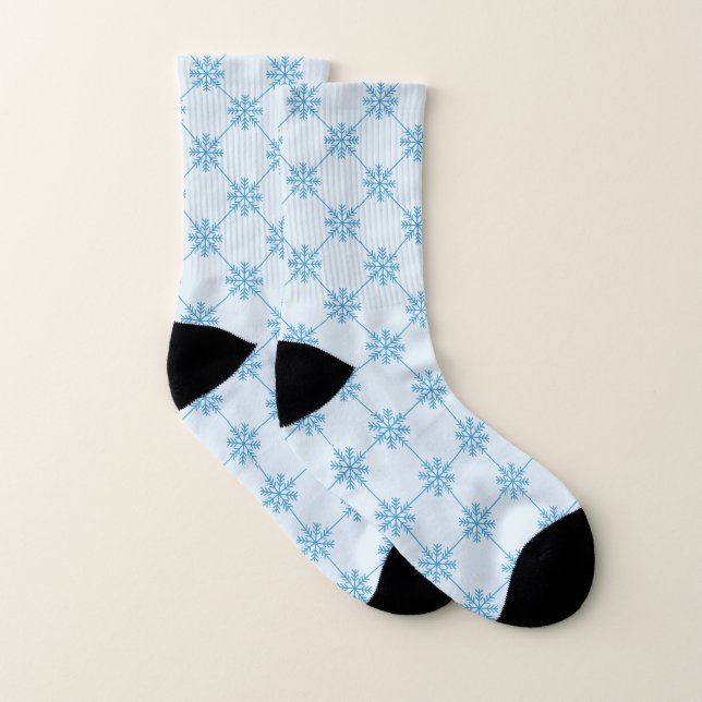 Blaue Schneeflocken Diagonal Square Muster Socken (Paar)