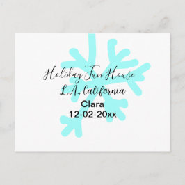 Blaue Schneeflocken Feiertags-Camping-Haus Datum Feiertagspostkarte