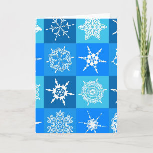 Blaue Schneeflocken Feiertagskarte