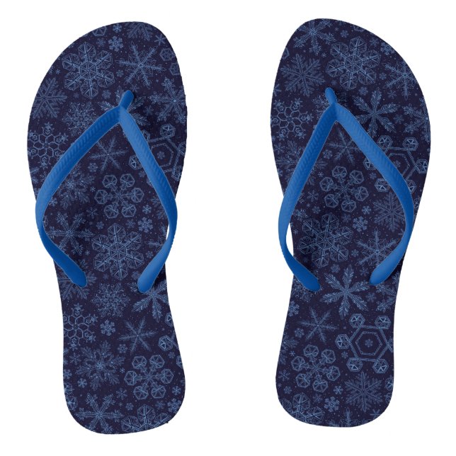 Blaue Schneeflocken Flip Flops (Fußbett)