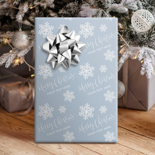 Blaue Schneeflocken Frohe Weihnachten Schriftzug B Geschenkpapier
